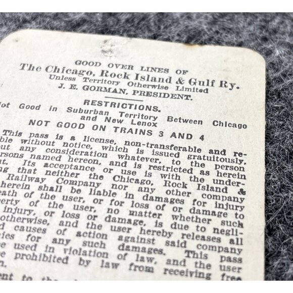 1926 Chicago Rock Island & Pacific Railway Employee Railroad Pass 116454 - Picture 6 of 9